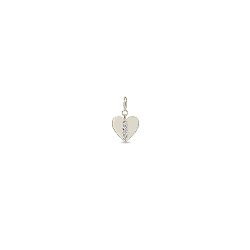 Zoë Chicco 14k Gold Midi Bitty Pavé Diamond Line Heart Spring Ring Charm Pendant