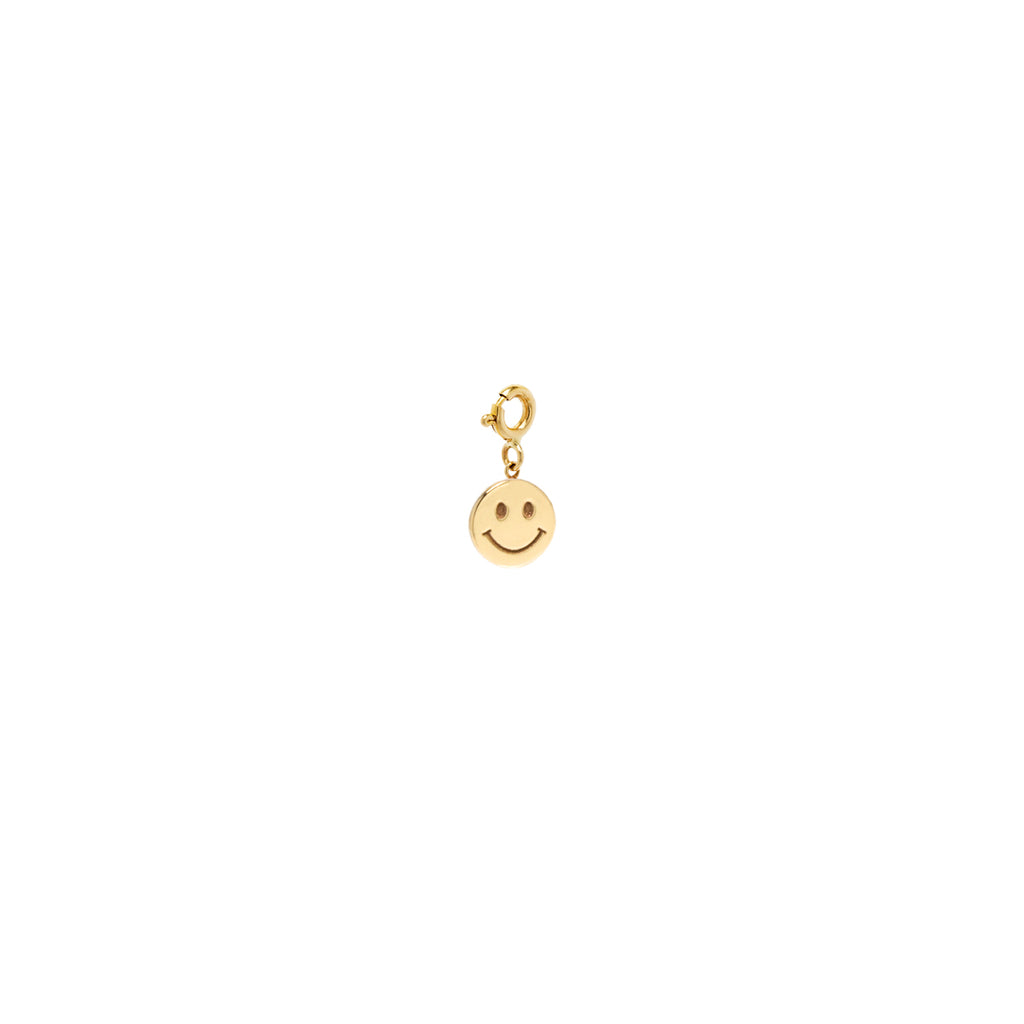 14k Midi Bitty Smiley Face Charm on Spring Ring