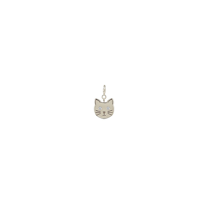 Zoë Chicco 14k Gold Midi Bitty Cat with Diamond Eyes Charm Pendant with Spring Ring