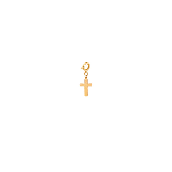 Zoë Chicco 14kt Gold Midi Bitty Cross Charm Pendant with Spring Ring