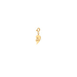 14k midi bitty right split heart BFF charm pendant with spring ring