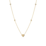 Zoë Chicco 14k Gold Midi Bitty Heart & Floating Diamond Station Necklace