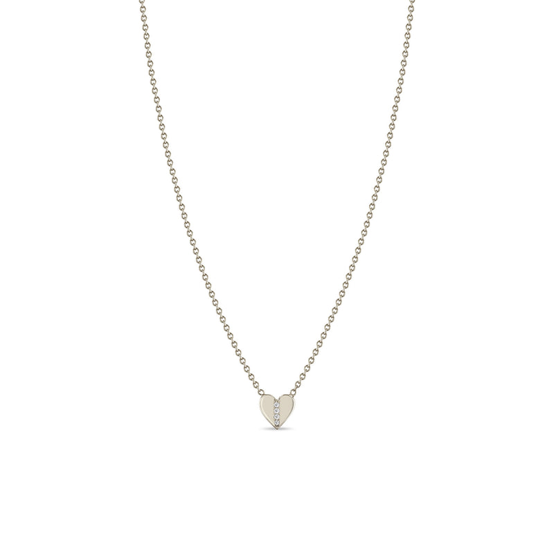 Zoë Chicco 14k Gold Midi Bitty Pavé Diamond Line Heart Necklace