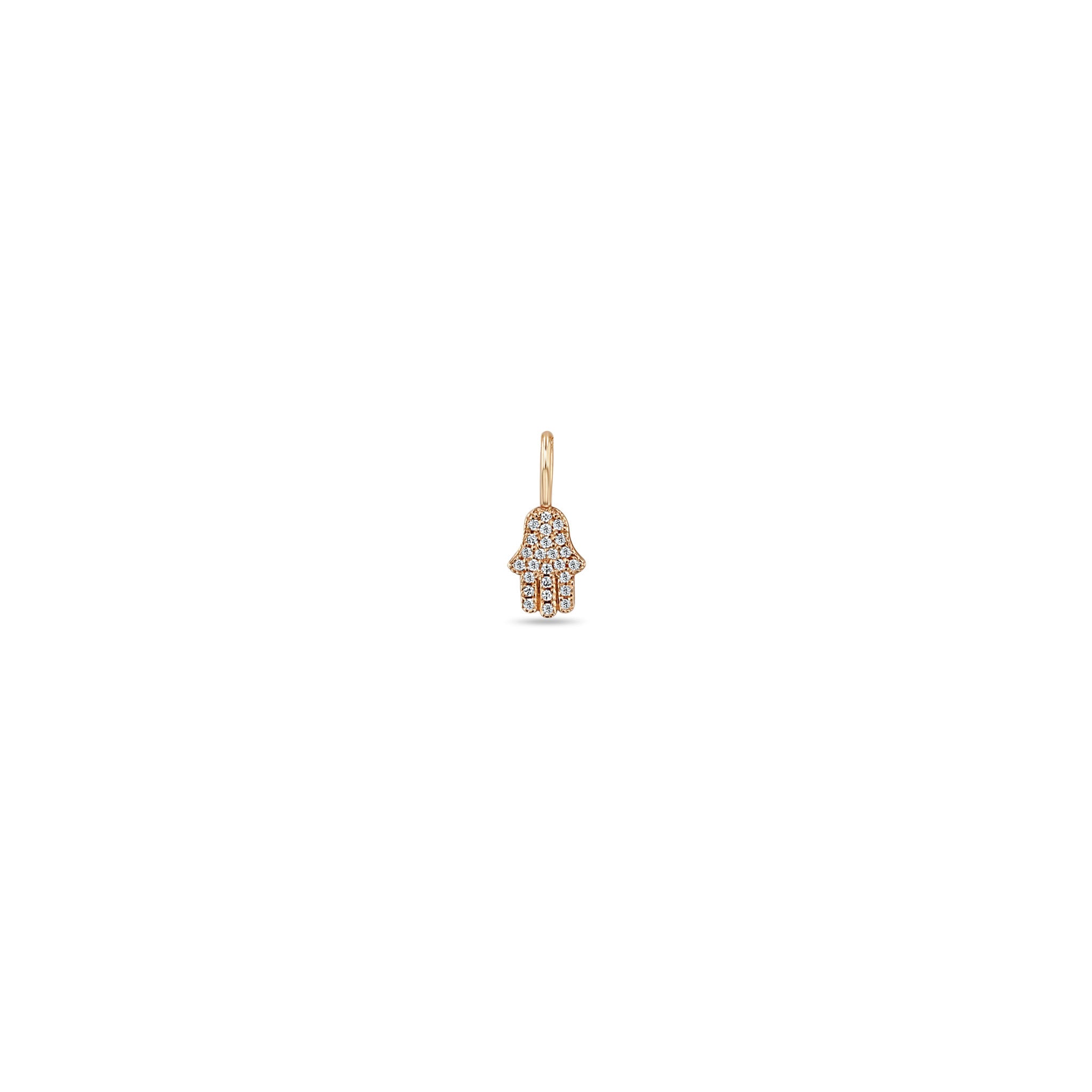 Zoë Chicco 14kt Gold Midi Bitty Pavé Diamond Hamsa Charm Pendant