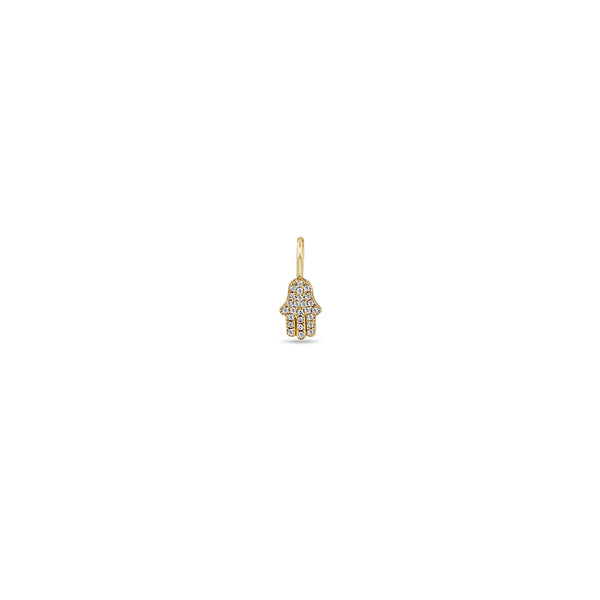 Zoë Chicco 14kt Gold Midi Bitty Pavé Diamond Hamsa Charm Pendant
