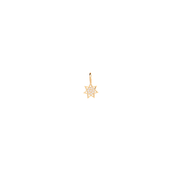 14k Single Midi Bitty Pavé Diamond Sun Charm