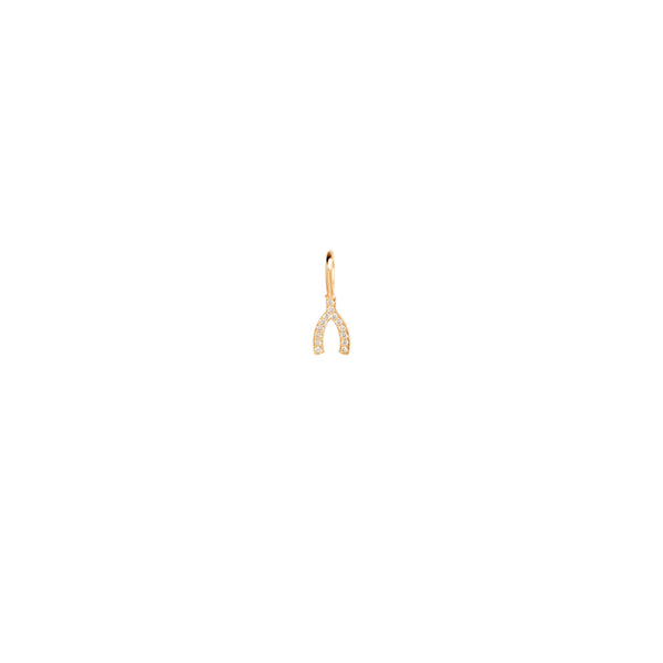 Zoë Chicco 14kt Gold Pavé Diamond Wishbone Charm Pendant