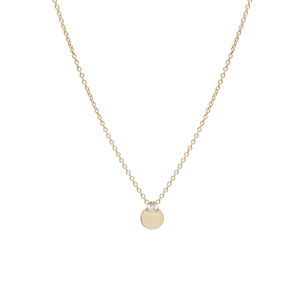 Zoë Chicco 14kt Gold Prong Diamond Disc Necklace