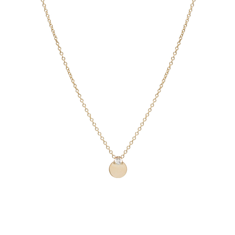 Zoë Chicco 14kt Gold Prong Diamond Disc Necklace