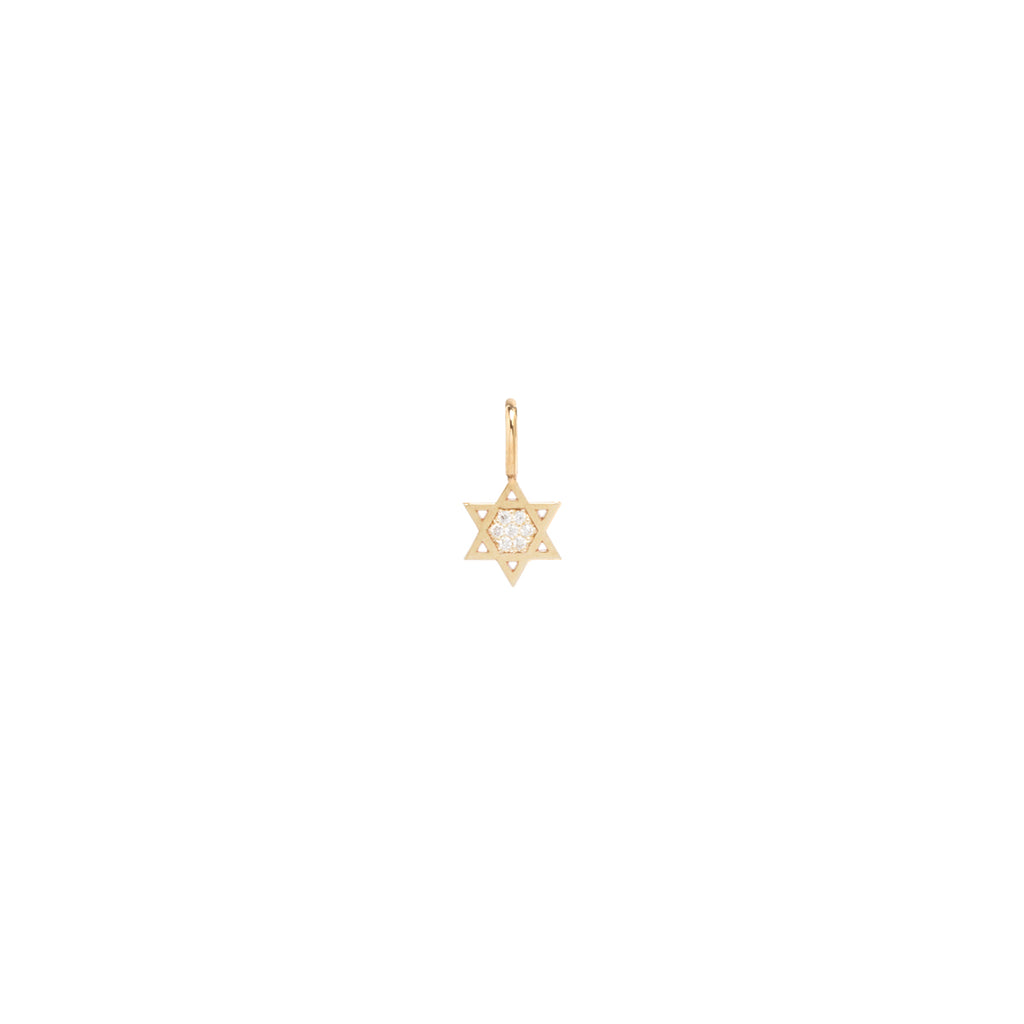 14k Midi Bitty Pavé Diamond Star of David Charm