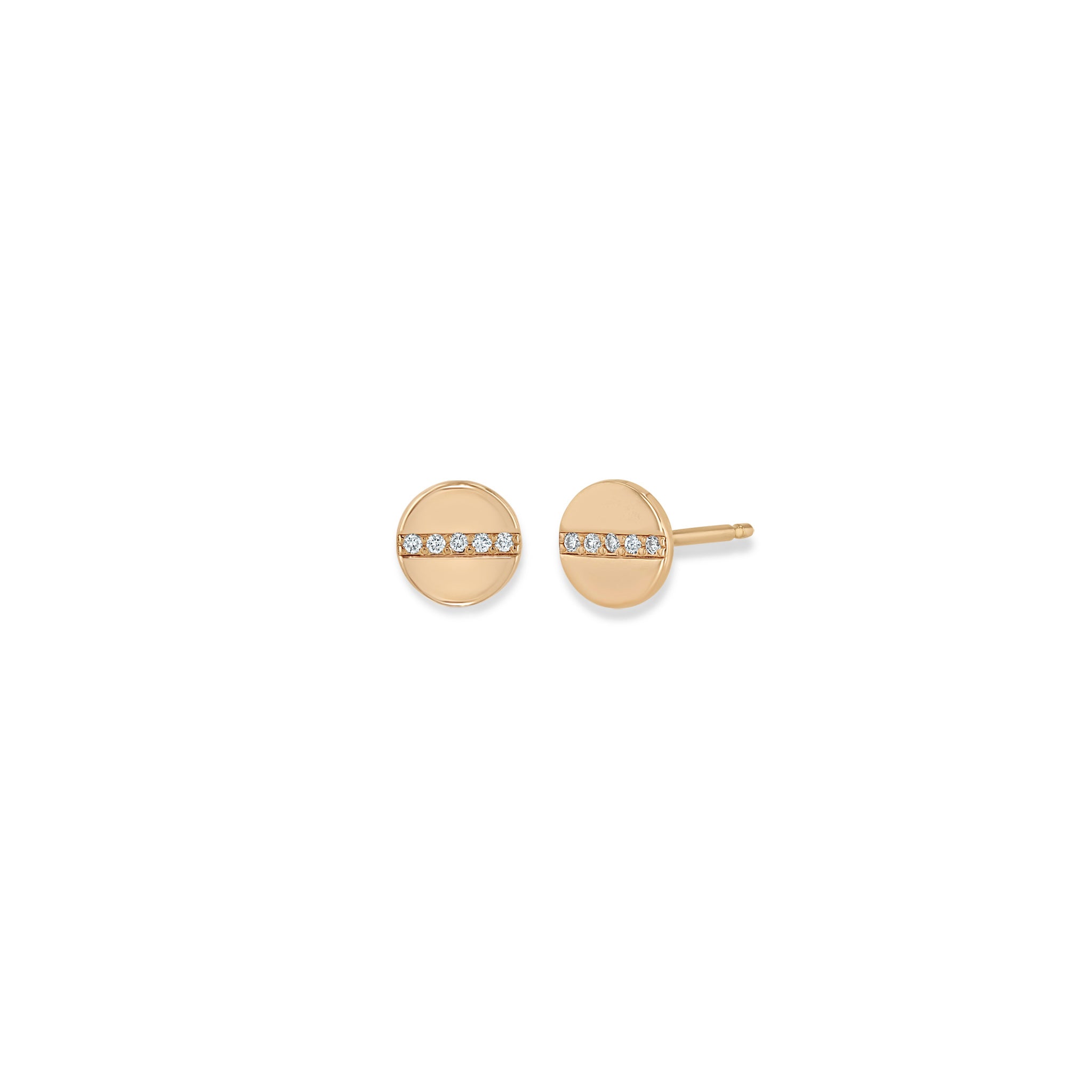 Zoë Chicco 14k Gold Midi Bitty Pavé Diamond Line Disc Stud Earrings