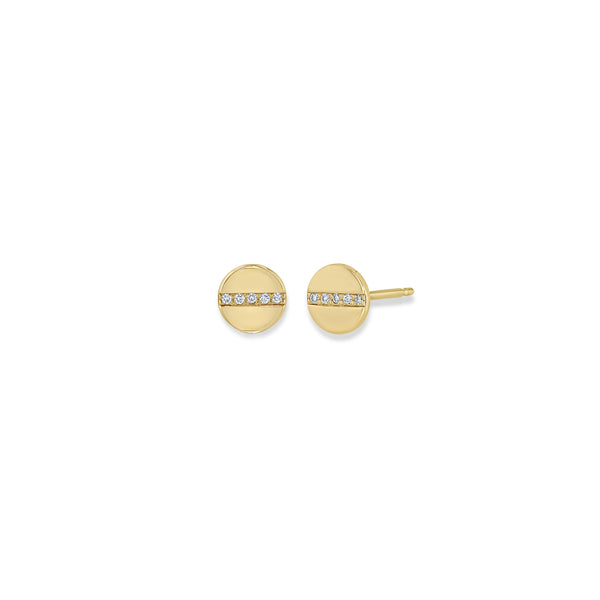 Zoë Chicco 14k Gold Midi Bitty Pavé Diamond Line Disc Stud Earrings