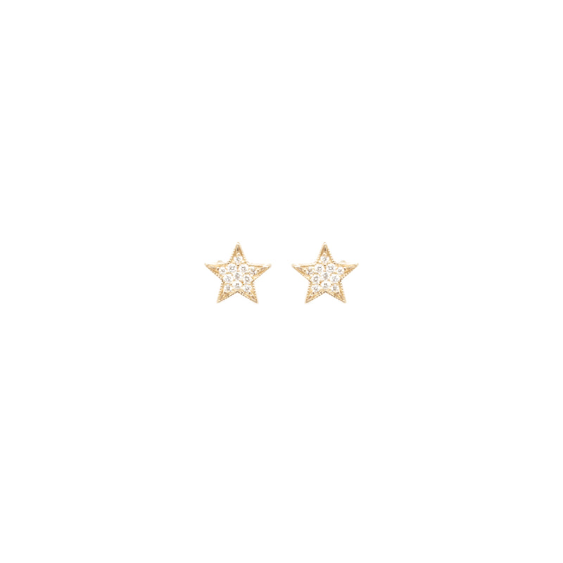 Pair of Zoë Chicco 14k Gold Midi Bitty Pavé Diamond Star Stud Earrings