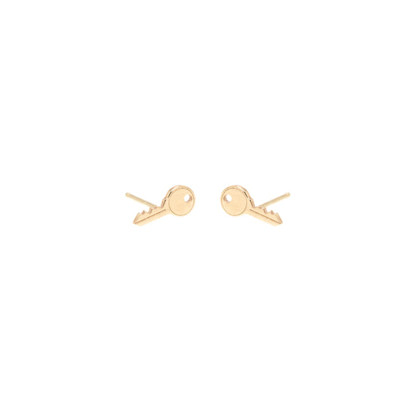 Zoë Chicco 14kt Gold Midi Bitty Key Stud Earrings