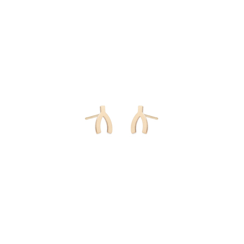 Zoe Chicco 14kt Gold Midi Bitty Wishbone Stud Earrings