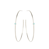 Zoë Chicco 14kt White Gold Turquoise Center Medium Thin Hoop Earrings