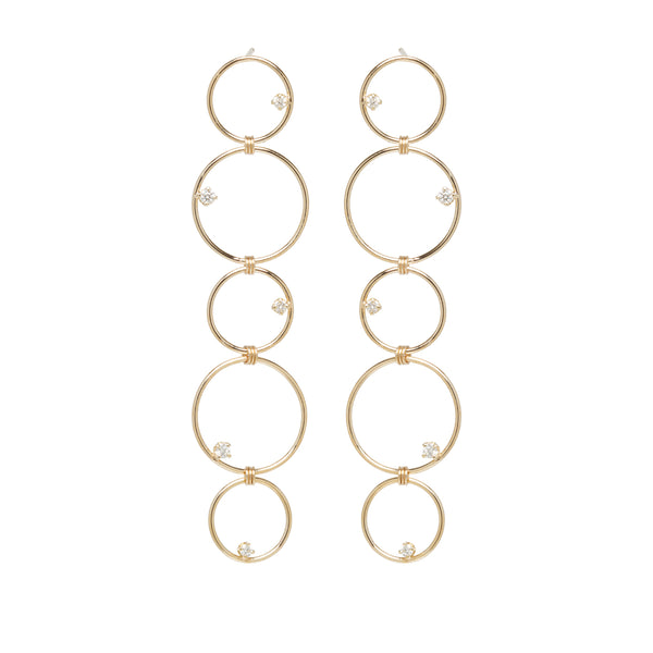 14k 5 Mixed Circle Prong Diamond Earrings - SALE