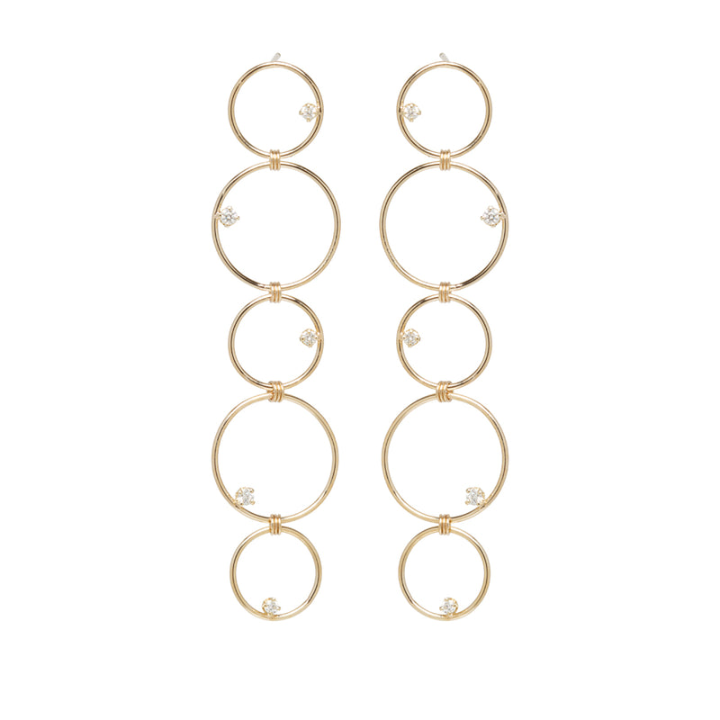 14k 5 Mixed Circle Prong Diamond Earrings - SALE