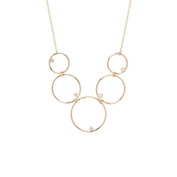 14k Graduated Linked Circles with Diamonds Necklace - SALE