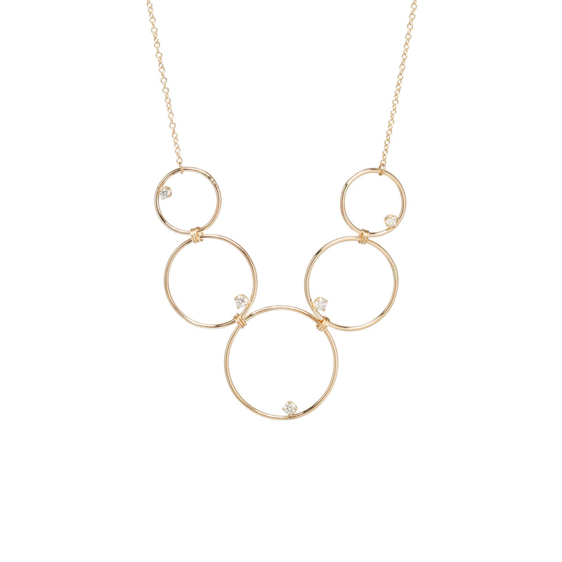 14k Graduated Linked Circles with Diamonds Necklace - SALE