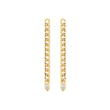 14k Medium Curb Chain with Pear Diamonds Drop Earrings - SALE