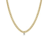 Zoë Chicco 14k Gold Large Prong Diamond Medium Curb Chain Necklace