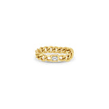Zoë Chicco 14k Gold Medium Curb Chain Ring with Emerald Cut Diamond