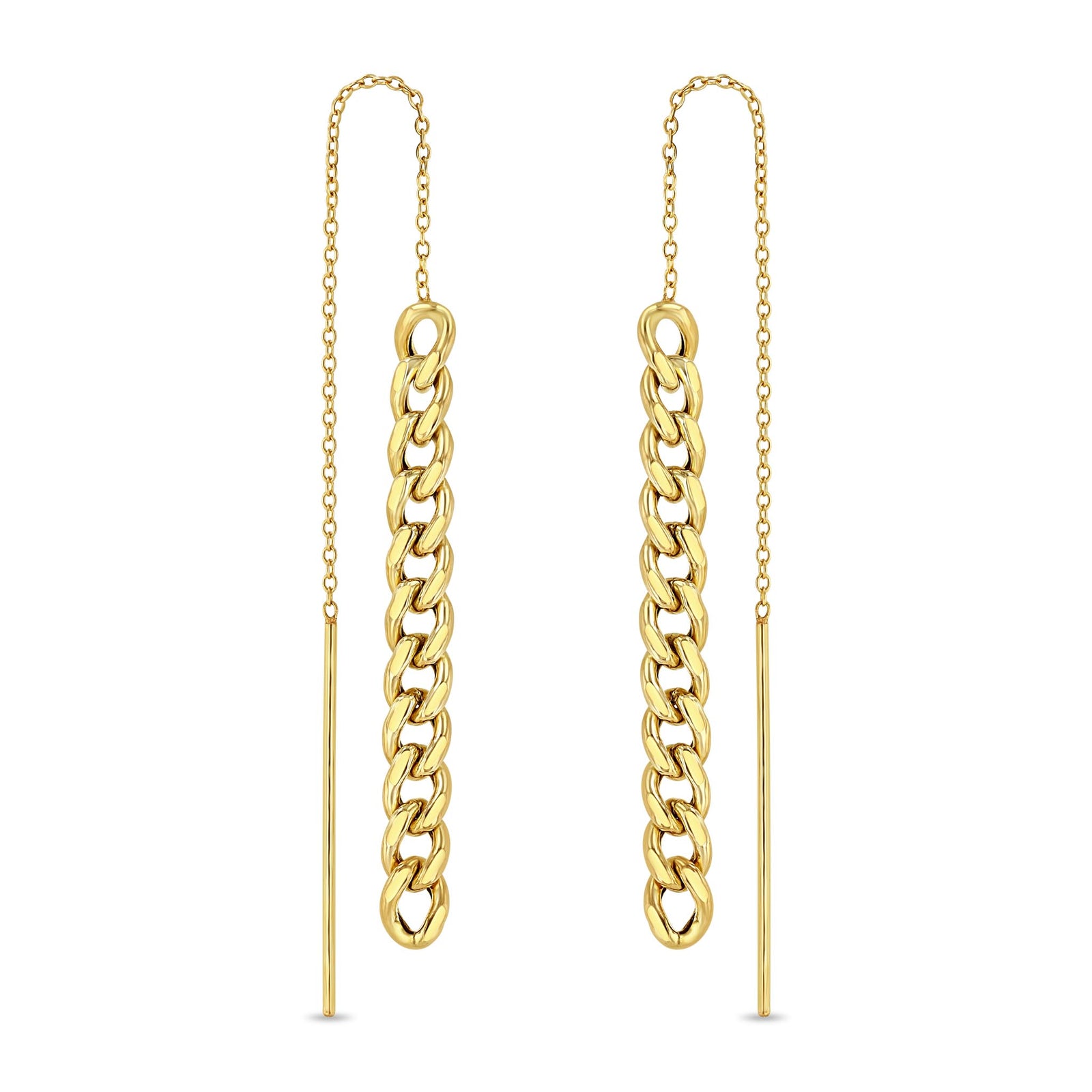 Zoë Chicco 14k Gold Medium Curb Chain Drop Threader Earrings