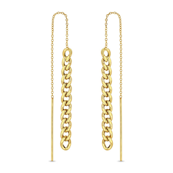 Zoë Chicco 14k Gold Medium Curb Chain Drop Threader Earrings