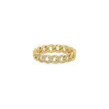 Zoë Chicco 14k Yellow Gold Pavé Diamond Solid Medium Curb Chain Band Ring