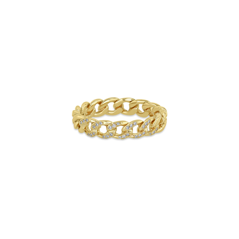 Zoë Chicco 14k Yellow Gold Pavé Diamond Solid Medium Curb Chain Band Ring