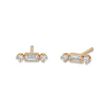 Zoë Chicco 14k Rose Gold Baguette & 2 Prong Diamond Stud Earrings