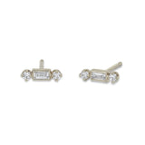 Zoë Chicco 14k White Gold Baguette & 2 Prong Diamond Stud Earrings