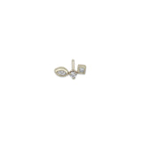 Single Zoë Chicco 14k Gold Small Mixed Cut Diamond Curved Stud Earring for the Right Ear
