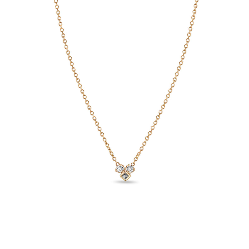 Zoë Chicco 14k Rose Gold Princess & Prong Diamond Heart Shape Necklace