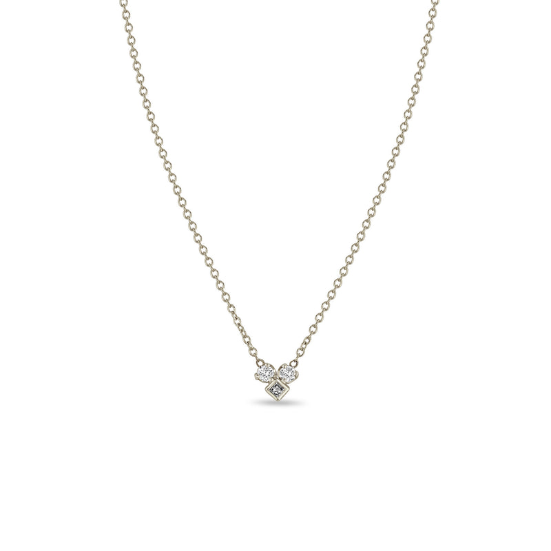 Zoë Chicco 14k White Gold Princess & Prong Diamond Heart Shape Necklace