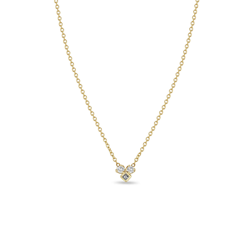 Zoë Chicco 14k Yellow Gold Princess & Prong Diamond Heart Shape Necklace