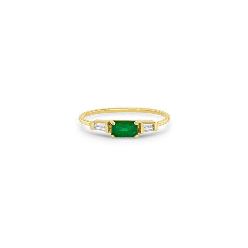 Zoë Chicco 14k Gold Emerald Cut Emerald & Tapered Baguette Diamond 3 Stone Ring
