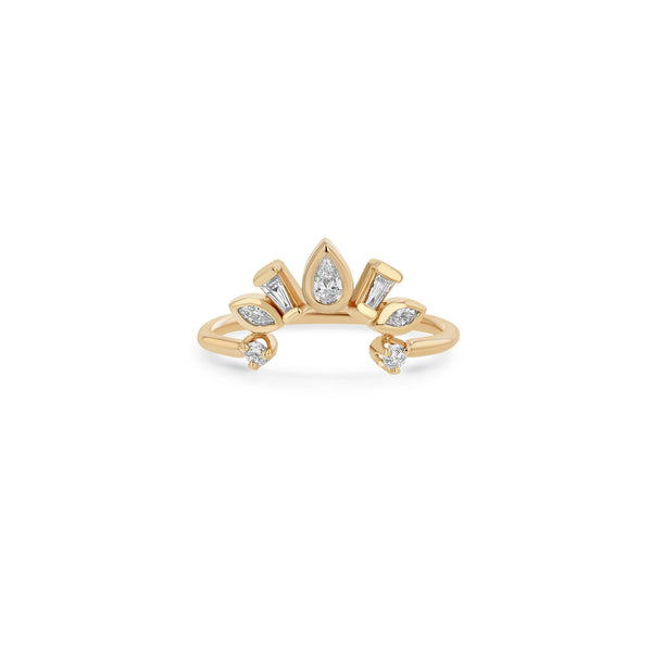 Zoë Chicco 14k Gold Mixed Cut Diamond Bezel Curved Bar Ring