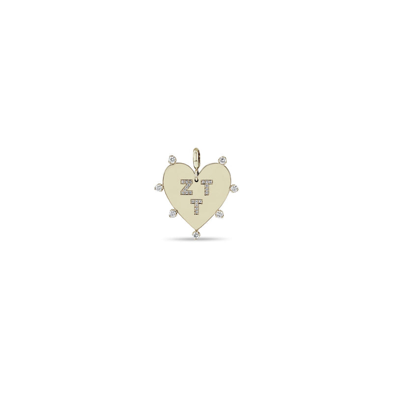 Zoë Chicco 14k Gold 7 Prong Diamond Pavé Diamond Initials Heart Clip on Charm Pendant