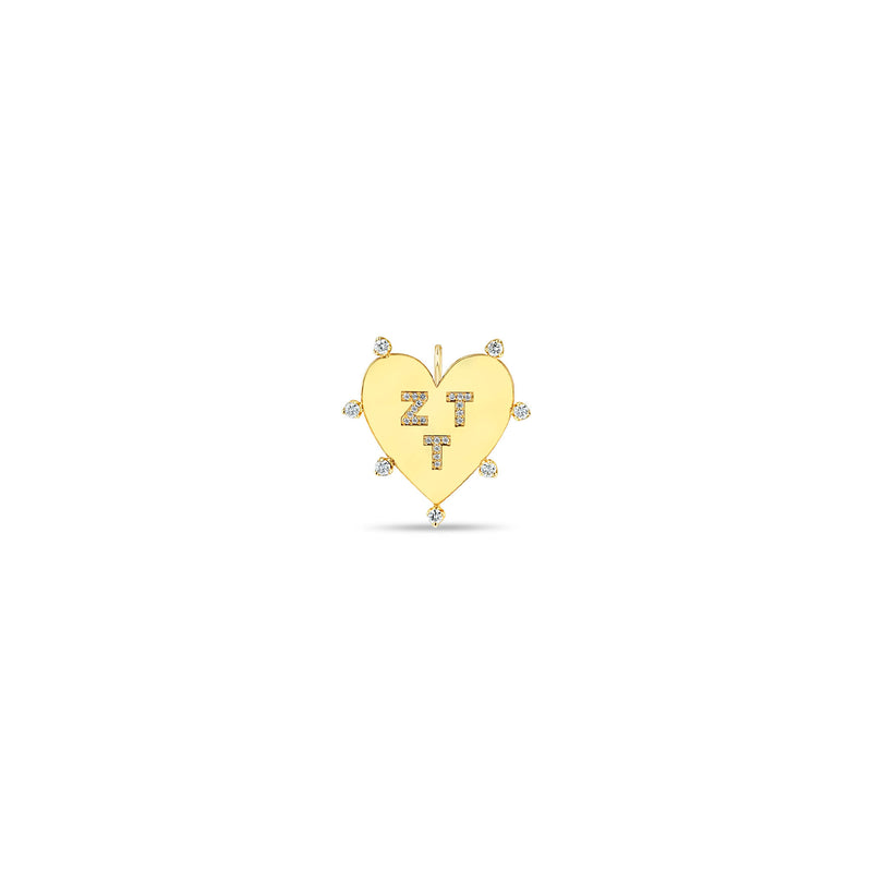 Zoë Chicco 14k Gold 7 Prong Diamond Pavé Diamond Initials Heart Charm Pendant