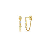 Zoë Chicco 14k Yellow Gold 3 Linked Mixed Diamond Chain Huggie Earrings