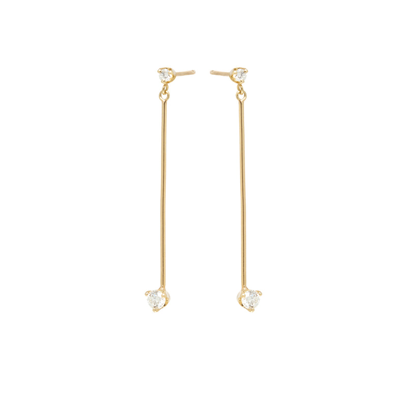 Zoë Chicco 14k Gold Mixed Prong Diamond Long Bar Drop Earrings
