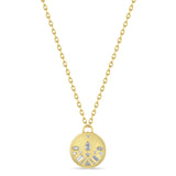Zoë Chicco 14k Gold Diamond Mosaic Brushed Gold Disc Necklace
