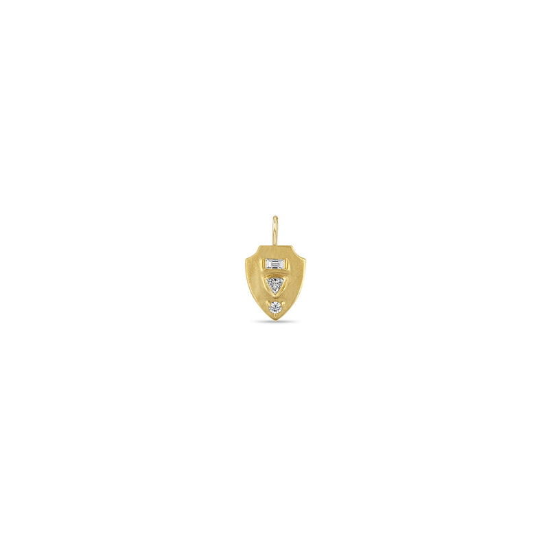 Zoë Chicco 14k Gold Mixed Cut Diamond Brushed Gold Shield Pendant