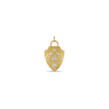 Zoë Chicco 14k Gold Diamond Mosaic Brushed Gold Shield Pendant