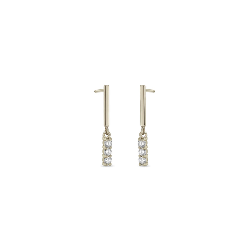 14k Mixed Gold & Diamond Bar Drop Earrings