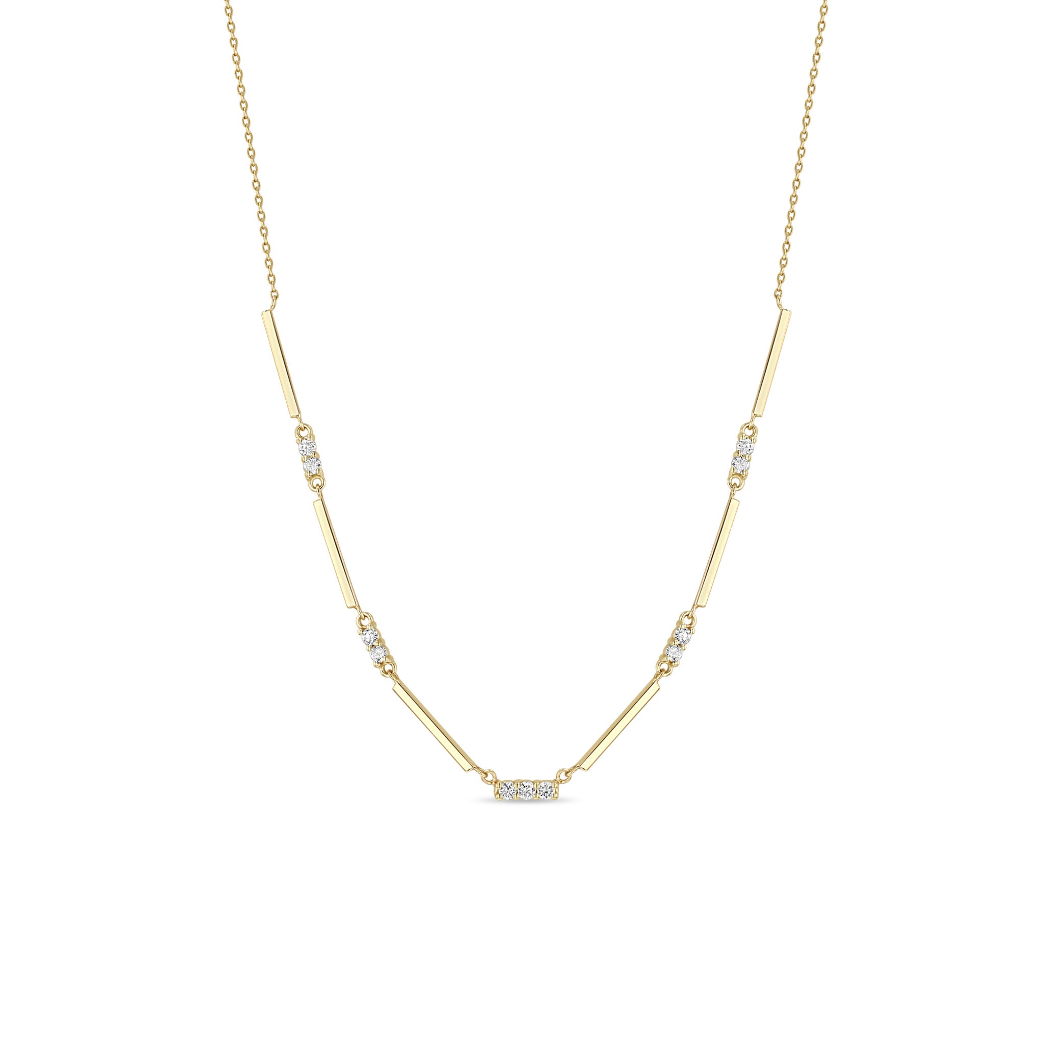 Zoë Chicco 14k Gold Mixed Gold & Diamond Bar Station Necklace