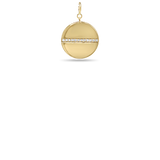 14k Medium Pavé Diamond Line Disc Charm Pendant with Spring Ring