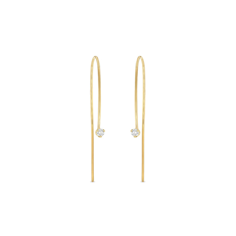 Zoë Chicco 14k Gold Medium Prong Diamond Wire Threader Hook Earrings